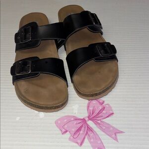 R2 Berkeley Black Slip On Sandals Shoes Summer Ready Women’s Size 10